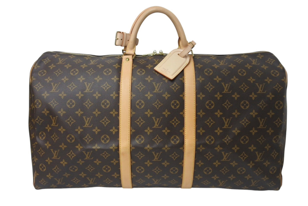 極美品 LOUIS VUITTON ルイヴィトン キーポル60 ボストンバッグ M41422 モノグラム PVC レザー ブラウン 中古 4b000794