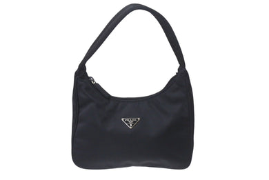 極美品 PRADA プラダ ホーボー ハンドバッグ ワンショルダーバッグ MV515 トライアングルロゴ ナイロン ブラック 中古 4b001175