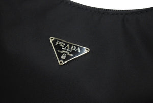 極美品 PRADA プラダ ホーボー ハンドバッグ ワンショルダーバッグ MV515 トライアングルロゴ ナイロン ブラック 中古 4b001175