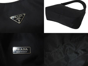 極美品 PRADA プラダ ホーボー ハンドバッグ ワンショルダーバッグ MV515 トライアングルロゴ ナイロン ブラック 中古 4b001175