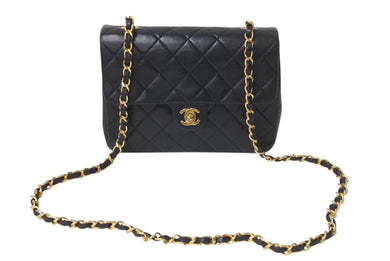 極美品 CHANEL シャネル 縦長 15cm ミニマトラッセ20 チェーンショルダーバッグ 1番台 ラムスキン ブラック ゴールド 中古 4b001180