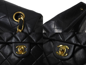 極美品 CHANEL シャネル 縦長 15cm ミニマトラッセ20 チェーンショルダーバッグ 1番台 ラムスキン ブラック ゴールド 中古 4b001180