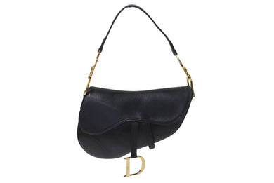 Christian Dior クリスチャンディオール サドルバッグ ワンショルダーバッグ RU 0062 レザー ブラック ガリアーノ期 美品 中古 4b001181