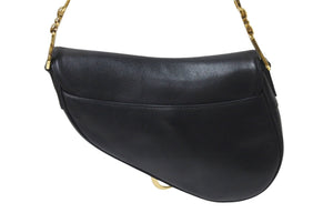 Christian Dior クリスチャンディオール サドルバッグ ワンショルダーバッグ RU 0062 レザー ブラック ガリアーノ期 美品 中古 4b001181