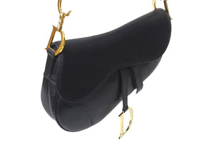 Christian Dior クリスチャンディオール サドルバッグ ワンショルダーバッグ RU 0062 レザー ブラック ガリアーノ期 美品 中古 4b001181