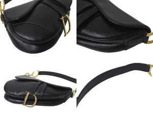 Christian Dior クリスチャンディオール サドルバッグ ワンショルダーバッグ RU 0062 レザー ブラック ガリアーノ期 美品 中古 4b001181
