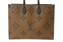Load image into Gallery viewer, 極美品 LOUIS VUITTON ルイヴィトン モノグラム ジャイアント リバース オンザゴーMM トートバッグ M45321 ブラウン 中古 4b001183
