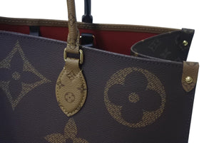 極美品 LOUIS VUITTON ルイヴィトン モノグラム ジャイアント リバース オンザゴーMM トートバッグ M45321 ブラウン 中古 4b001183
