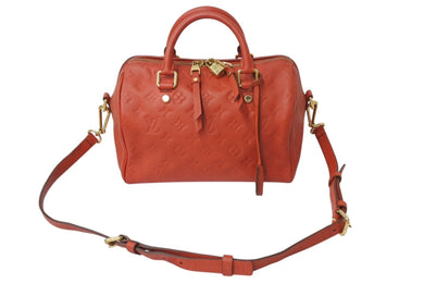 LOUIS VUITTON ルイヴィトン スピーディー25 バンドリエール ハンドバッグ M40758 レッド モノグラムアンプラント レザー 美品 中古 4b001187