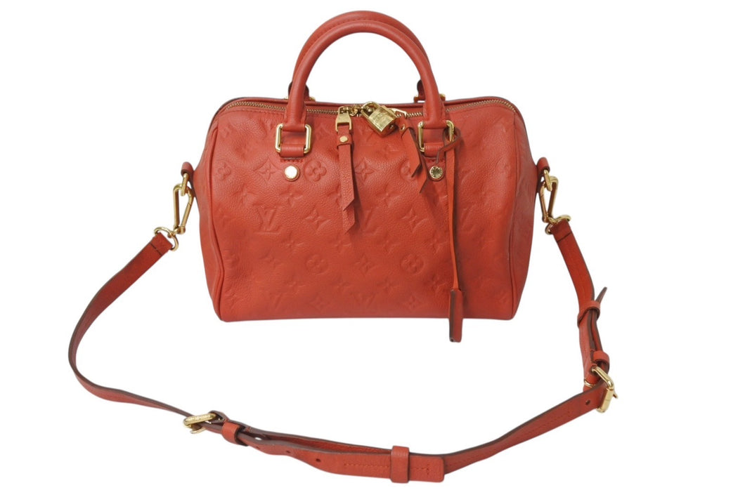 LOUIS VUITTON ルイヴィトン スピーディー25 バンドリエール ハンドバッグ M40758 レッド モノグラムアンプラント レザー 美品 中古 4b001187