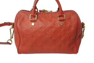 LOUIS VUITTON ルイヴィトン スピーディー25 バンドリエール ハンドバッグ M40758 レッド モノグラムアンプラント レザー 美品 中古 4b001187