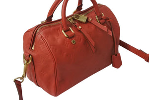 LOUIS VUITTON ルイヴィトン スピーディー25 バンドリエール ハンドバッグ M40758 レッド モノグラムアンプラント レザー 美品 中古 4b001187