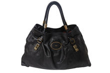 Load image into Gallery viewer, Chloe クロエ ヴィクトリア トートバッグ ハンドバッグ ロゴプレート カーフレザー ブラック ゴールド金具 美品 中古 4b001192