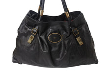 Load image into Gallery viewer, Chloe クロエ ヴィクトリア トートバッグ ハンドバッグ ロゴプレート カーフレザー ブラック ゴールド金具 美品 中古 4b001192