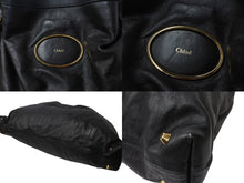 Load image into Gallery viewer, Chloe クロエ ヴィクトリア トートバッグ ハンドバッグ ロゴプレート カーフレザー ブラック ゴールド金具 美品 中古 4b001192