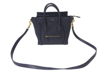 Load image into Gallery viewer, CELINE セリーヌ ラゲージ ナノ 2WAY ショルダーバッグ ハンドバッグ イタリア製 レザー シルバー シルバー金具 美品 中古 4b001193