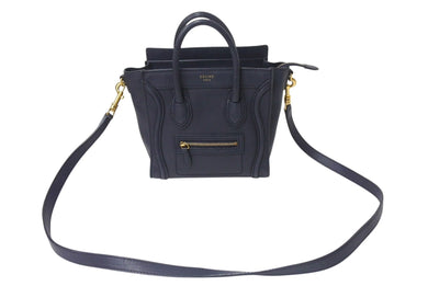 CELINE セリーヌ ラゲージ ナノ 2WAY ショルダーバッグ ハンドバッグ イタリア製 レザー シルバー シルバー金具 美品 中古 4b001193