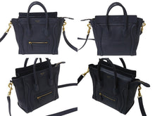 Load image into Gallery viewer, CELINE セリーヌ ラゲージ ナノ 2WAY ショルダーバッグ ハンドバッグ イタリア製 レザー シルバー シルバー金具 美品 中古 4b001193