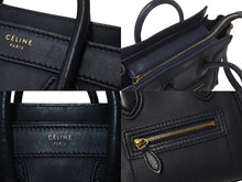Load image into Gallery viewer, CELINE セリーヌ ラゲージ ナノ 2WAY ショルダーバッグ ハンドバッグ イタリア製 レザー シルバー シルバー金具 美品 中古 4b001193