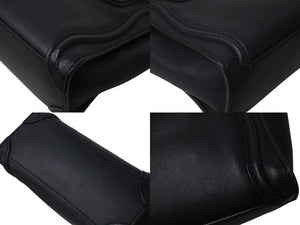 CELINE セリーヌ ラゲージ ナノ 2WAY ショルダーバッグ ハンドバッグ イタリア製 レザー シルバー シルバー金具 美品 中古 4b001193
