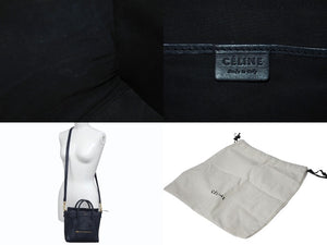 CELINE セリーヌ ラゲージ ナノ 2WAY ショルダーバッグ ハンドバッグ イタリア製 レザー シルバー シルバー金具 美品 中古 4b001193