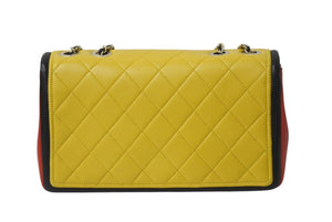 CHANEL シャネル マトラッセ チェーンショルダーバッグ CCロゴ マルチカラー カーフ ゴールド金具 中古 4b001194