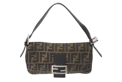 FENDI フェンディ ズッカ柄 マンマバケット ワンショルダーバッグ 26424 ブラウン シルバー金具 美品 中古 4b001207