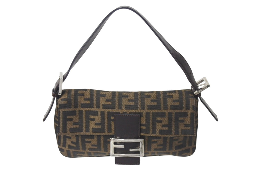 FENDI フェンディ ズッカ柄 マンマバケット ワンショルダーバッグ 26424 ブラウン シルバー金具 美品 中古 4b001207