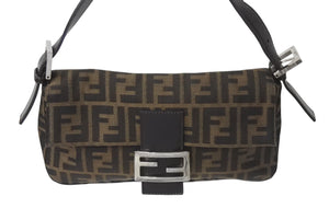 FENDI フェンディ ズッカ柄 マンマバケット ワンショルダーバッグ 26424 ブラウン シルバー金具 美品 中古 4b001207