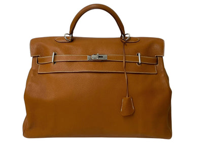 極美品 激レア HERMES エルメス ケリー50 ハンドバック ゴールド トリヨンクレマンス シルバー金具 □N刻印 中古 4b001269