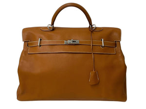 極美品 激レア HERMES エルメス ケリー50 ハンドバック ゴールド トリヨンクレマンス シルバー金具 □N刻印 中古 4b001269