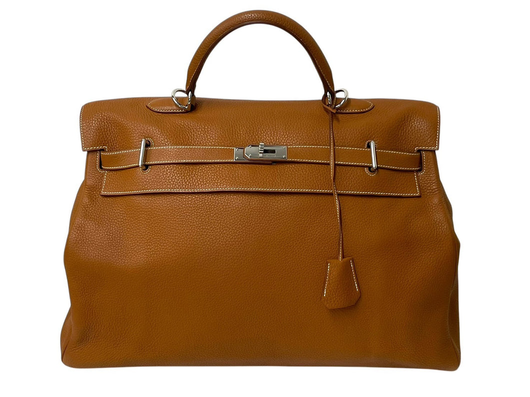 極美品 激レア HERMES エルメス ケリー50 ハンドバック ゴールド トリヨンクレマンス シルバー金具 □N刻印 中古 4b001269