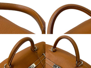 極美品 激レア HERMES エルメス ケリー50 ハンドバック ゴールド トリヨンクレマンス シルバー金具 □N刻印 中古 4b001269