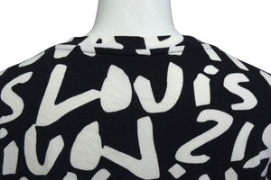 LOUIS VUITTON ルイヴィトン 半袖Tシャツ WOTS09JES サイズM グラフィティ Vネック ブラック ホワイト 美品 中古 4b001227