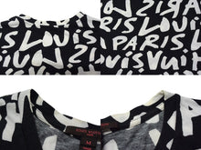 Load image into Gallery viewer, LOUIS VUITTON ルイヴィトン 半袖Tシャツ WOTS09JES サイズM グラフィティ Vネック ブラック ホワイト 美品 中古 4b001227