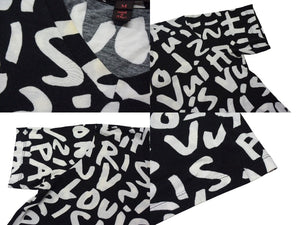 LOUIS VUITTON ルイヴィトン 半袖Tシャツ WOTS09JES サイズM グラフィティ Vネック ブラック ホワイト 美品 中古 4b001227