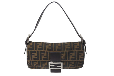 FENDI フェンディ マンマバケット ワンショルダーバッグ 26424 ズッカ柄 ブラウン キャンバス レザー シルバー金具 美品 中古 4b001231