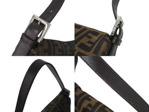 FENDI フェンディ マンマバケット ワンショルダーバッグ 26424 ズッカ柄 ブラウン キャンバス レザー シルバー金具 美品 中古 4b001231