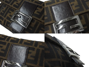 FENDI フェンディ マンマバケット ワンショルダーバッグ 26424 ズッカ柄 ブラウン キャンバス レザー シルバー金具 美品 中古 4b001231