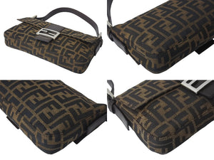 FENDI フェンディ マンマバケット ワンショルダーバッグ 26424 ズッカ柄 ブラウン キャンバス レザー シルバー金具 美品 中古 4b001231