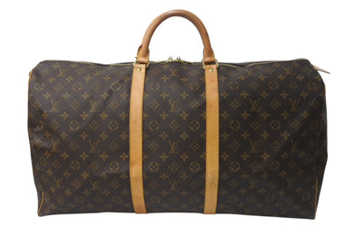 LOUIS VUITTON ルイヴィトン キーポル60 ボストンバッグ M41422 モノグラム PVC レザー ブラウン 美品 中古 4b001236