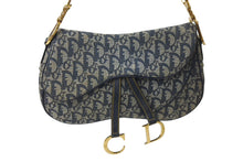 Load image into Gallery viewer, ChristianDior クリスチャンディオール トロッター ダブルサドルバッグ キャンバス レザー ネイビー ゴールド 美品 中古 4b001263
