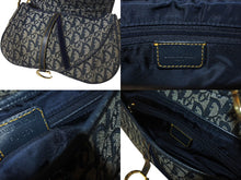 Load image into Gallery viewer, ChristianDior クリスチャンディオール トロッター ダブルサドルバッグ キャンバス レザー ネイビー ゴールド 美品 中古 4b001263
