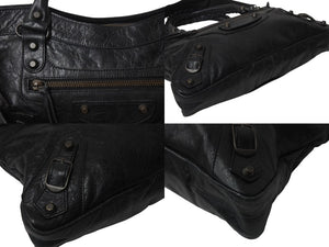 BALENCIAGA バレンシアガ ハンドバッグ ファースト ブラック レザー 103208 ブラック金具 美品 中古 4b001267