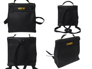 HERMES エルメス ケリーアドGM リュックサック バッグパック トゴ ブラック ゴールド金具 美品 中古 4b001273