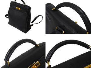HERMES エルメス ケリーアドGM リュックサック バッグパック トゴ ブラック ゴールド金具 美品 中古 4b001273