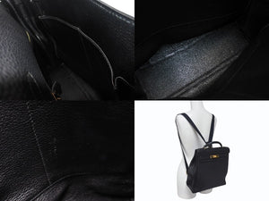 HERMES エルメス ケリーアドGM リュックサック バッグパック トゴ ブラック ゴールド金具 美品 中古 4b001273