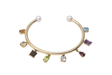 Bijou de M ビジュードエム Color Stone Bangle カラーストーンバングル 重量約11.1g シルバ−925 GP マルチカラーストーン 美品 中古 4b001296