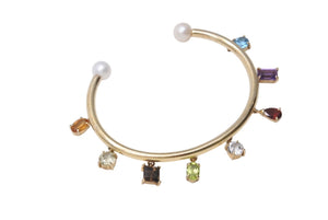 Bijou de M ビジュードエム Color Stone Bangle カラーストーンバングル 重量約11.1g シルバ−925 GP マルチカラーストーン 美品 中古 4b001296