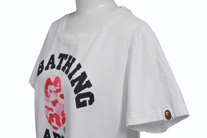A BATHING APE アベイシングエイプ 半袖Tシャツ サイズ レディースS ピンクカモ ホワイト コットン ベイプ 美品 中古 4b001331